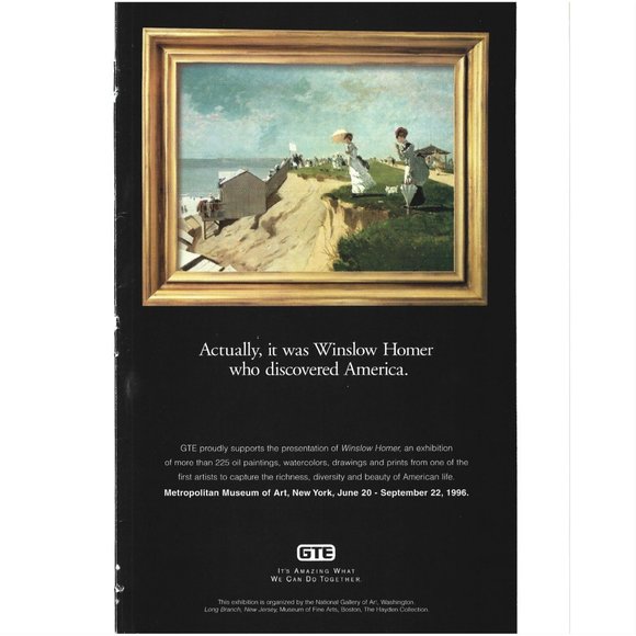 Winslow Homer Art Exhibition GTE Metropolitan Museum 1990s Vintage Print Ad - Picture 1 of 2
